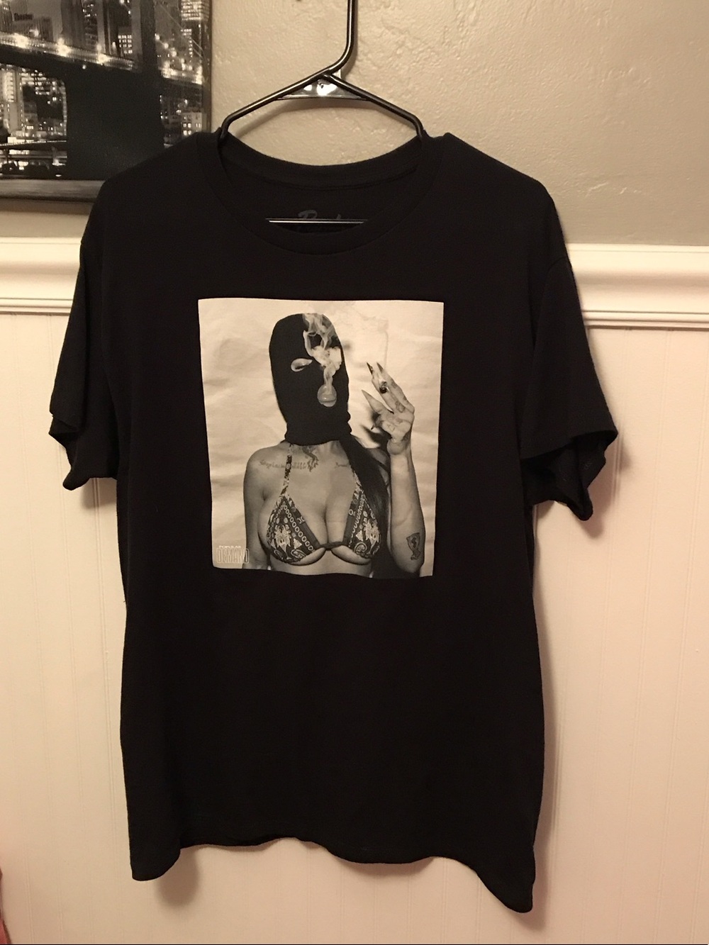 Black Graphic Short Sleeve Tee with Photo Print